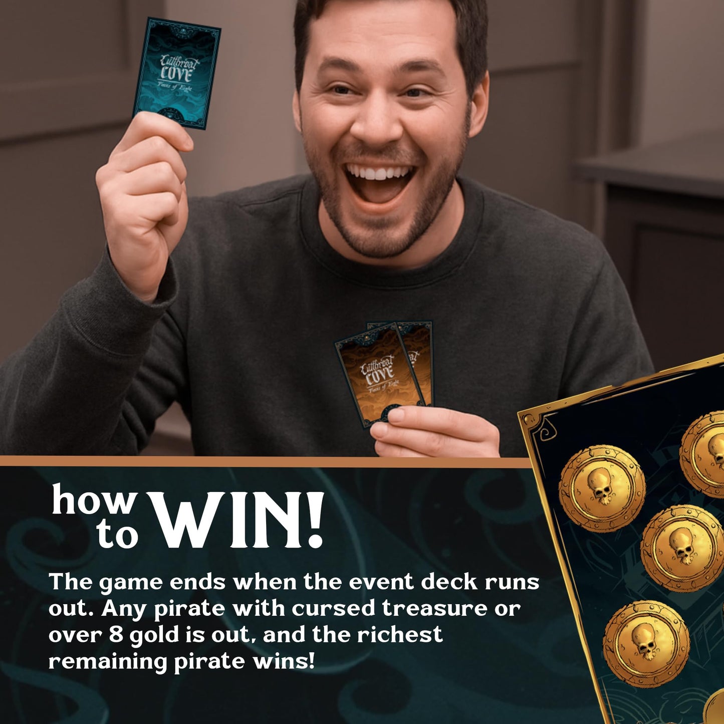 ZERO STRATEGY GAMES Cutthroat Cove: Pieces of Eight - Fast-Paced Pirate-Themed Card Game for 2-4 Players