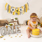 Bee Theme High Chair Banner - Happy 1st Bee Day Birthday Banner, First Birthday Decoration for Boys and Girls, Bumble Be e Themed Bday Party