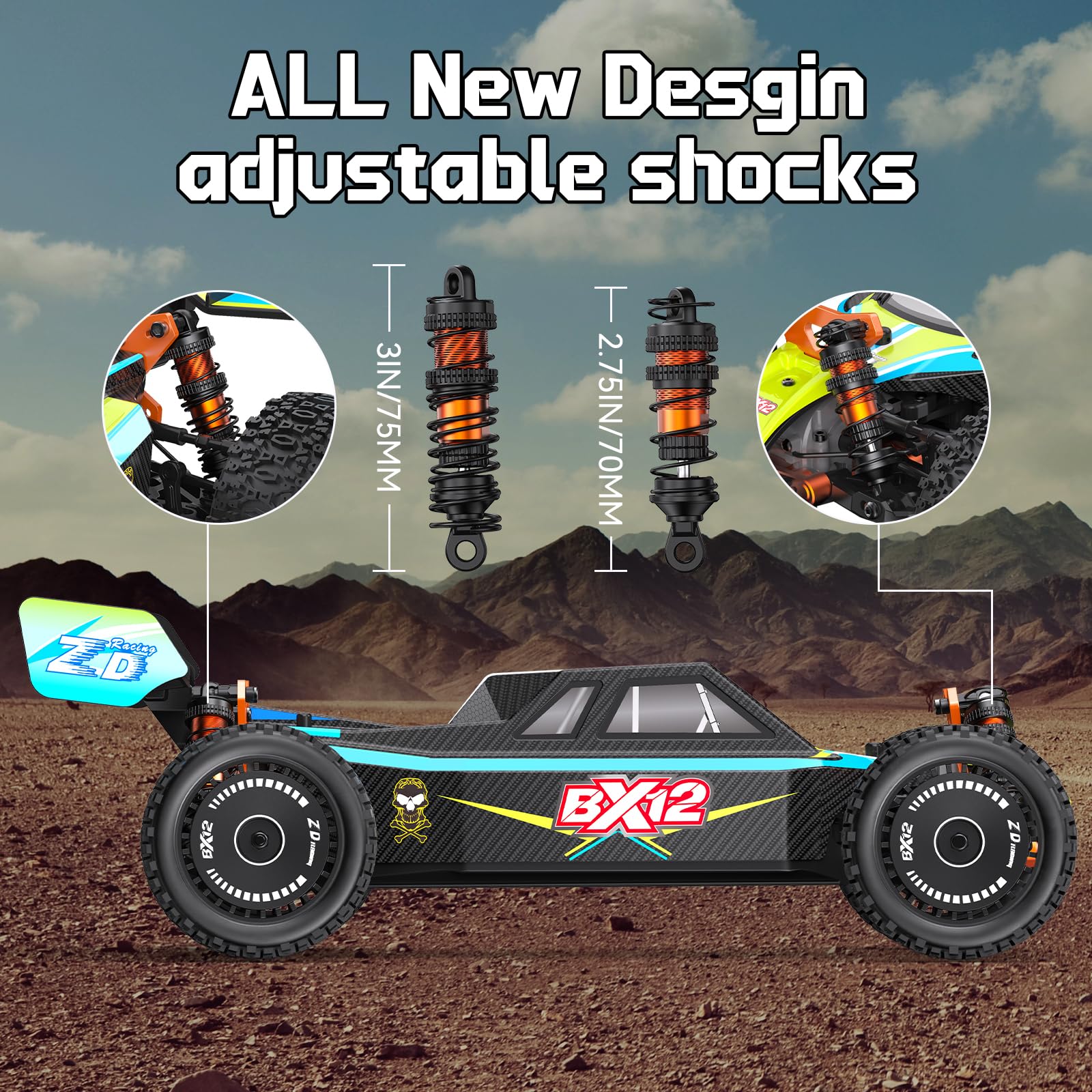 AINIUNIU ZD Racing 1:12 Brushless Fast Rc Cars for Adults Fast 42 MPH,Off Road Rc Car 4X4,Remote Control Car for Adults 4WD High Speed Racing RC Buggy