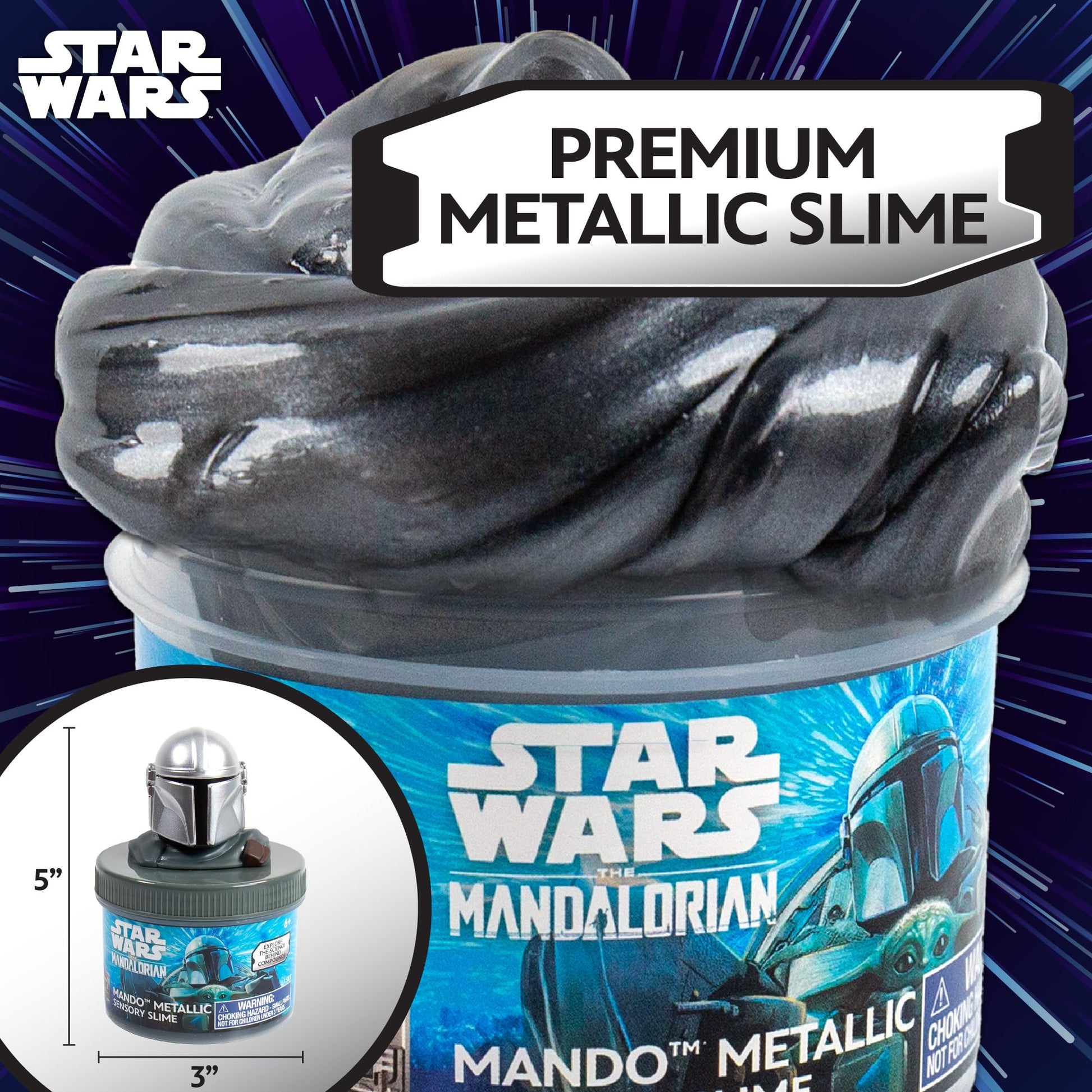 STAR WARS The Mandalorian Metallic Slime, 8oz Star Wars Slime & Merch, Pre-Made Slime, Party Favors for Kids, Perfect for Goodie Bags, Desk Toys,