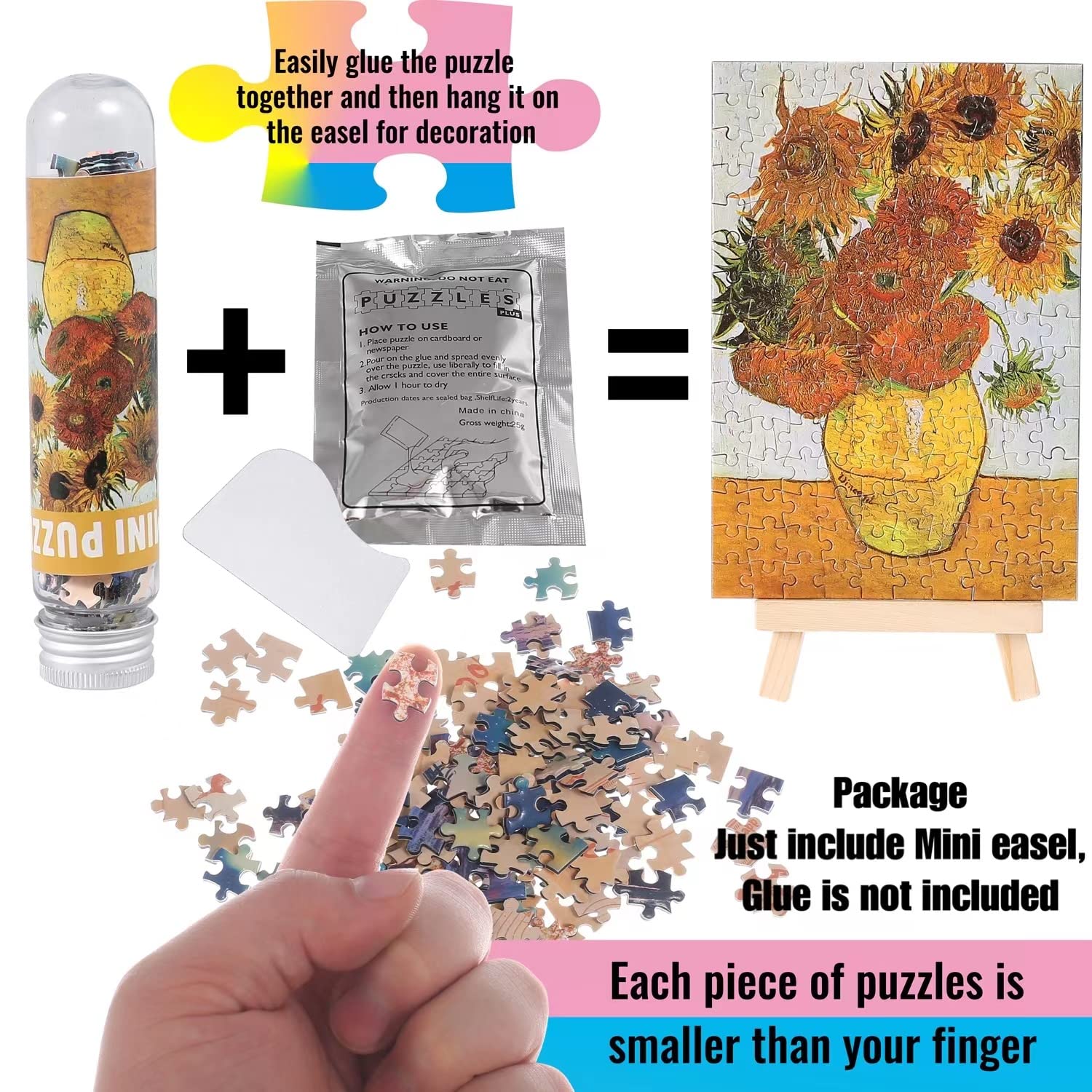 Small Jigsaw Puzzles for Adults Challenging Puzzle Small Puzzles Mini Jigsaw Puzzles for Adults 150 Pieces Starry Night Rhone River Sunflower 6 x 4