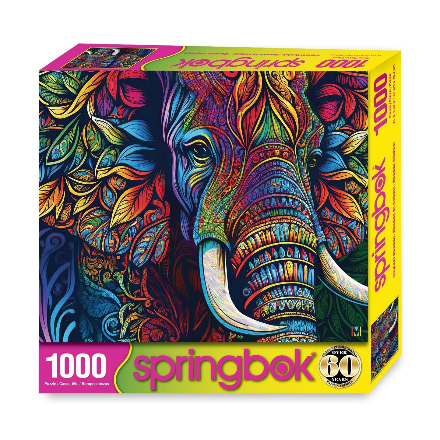Springbok Elephant Mandala 1000 Piece Jigsaw Puzzle for Adults
