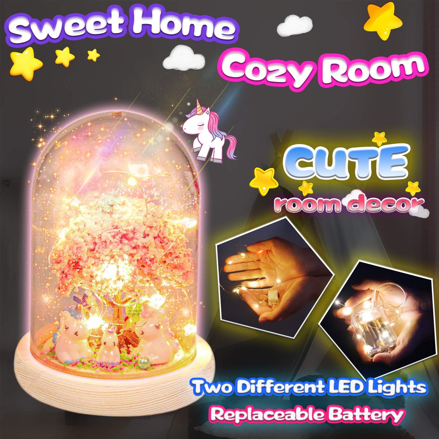 YOFUN Make Your Own Unicorn Night Light - Unicorn Craft Kit for Kids, Arts and Crafts Nightlight Project Novelty for Girl Age 4 to 9 Year Old