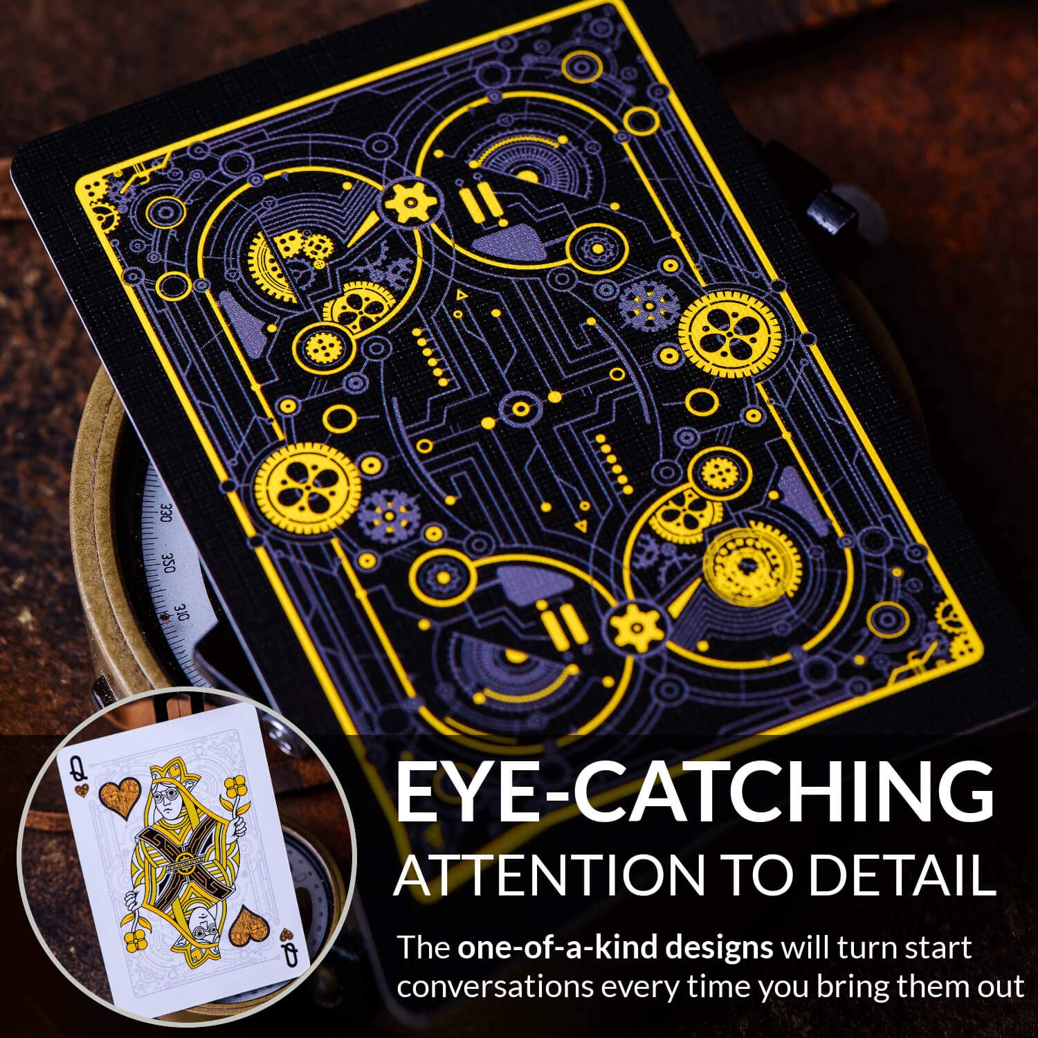 Cyberpunk Gold Playing Cards, Cardistry Decks, White Deck of Playing Cards for Kids & Adults, Cool Playing Cards with Card Game e-Book, Unique Playing