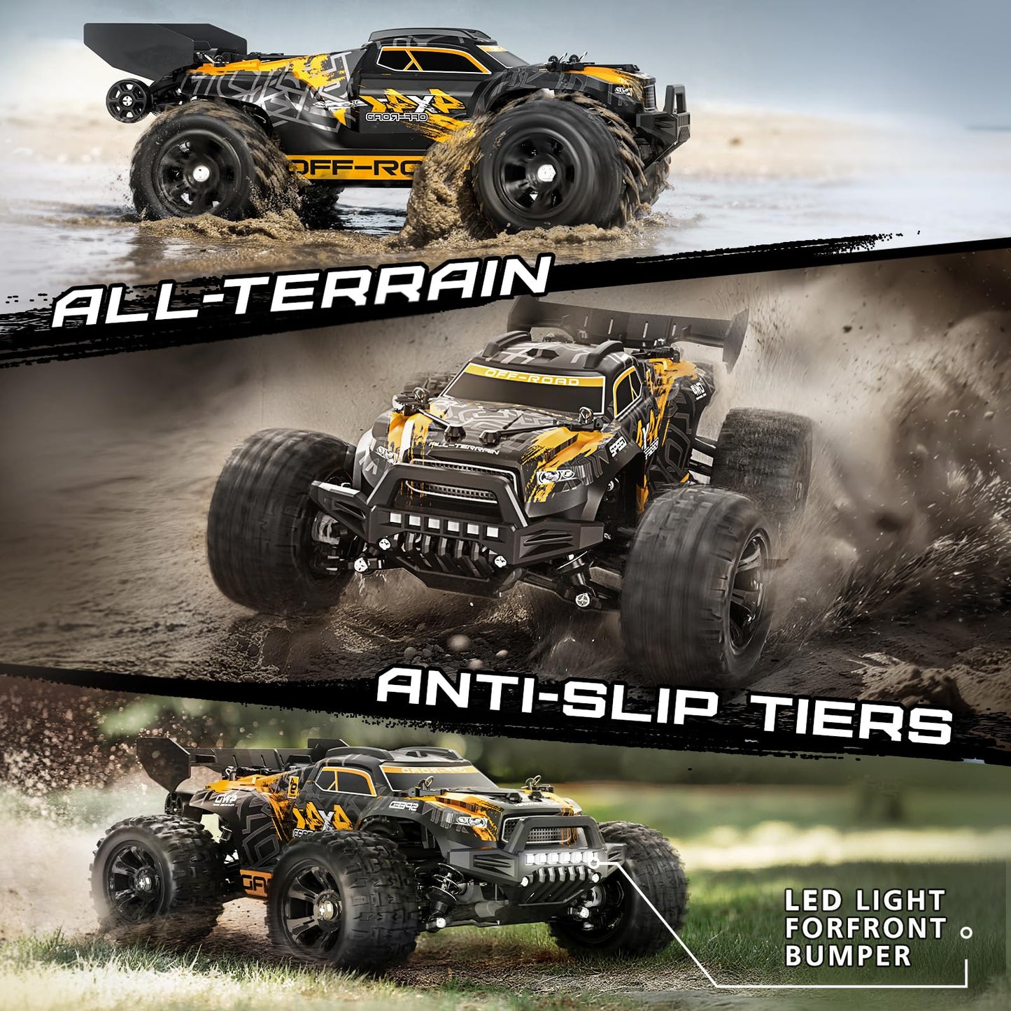 YESHIN 1:18 All Terrain RC Car for Adults, 36KM/H High Speed RC Monster Truck, 4X4 Waterproof Remote Control Car with Two 7.4V 1500mAh Rechargeable