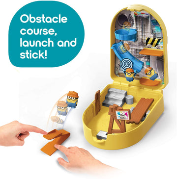 Minions: The Rise of Gru Splat‘EMS Construction Playset Toy, 2 Mini Minion Figures with Deluxe Launcher and Sticky Targets, Gift for Kids Ages 4