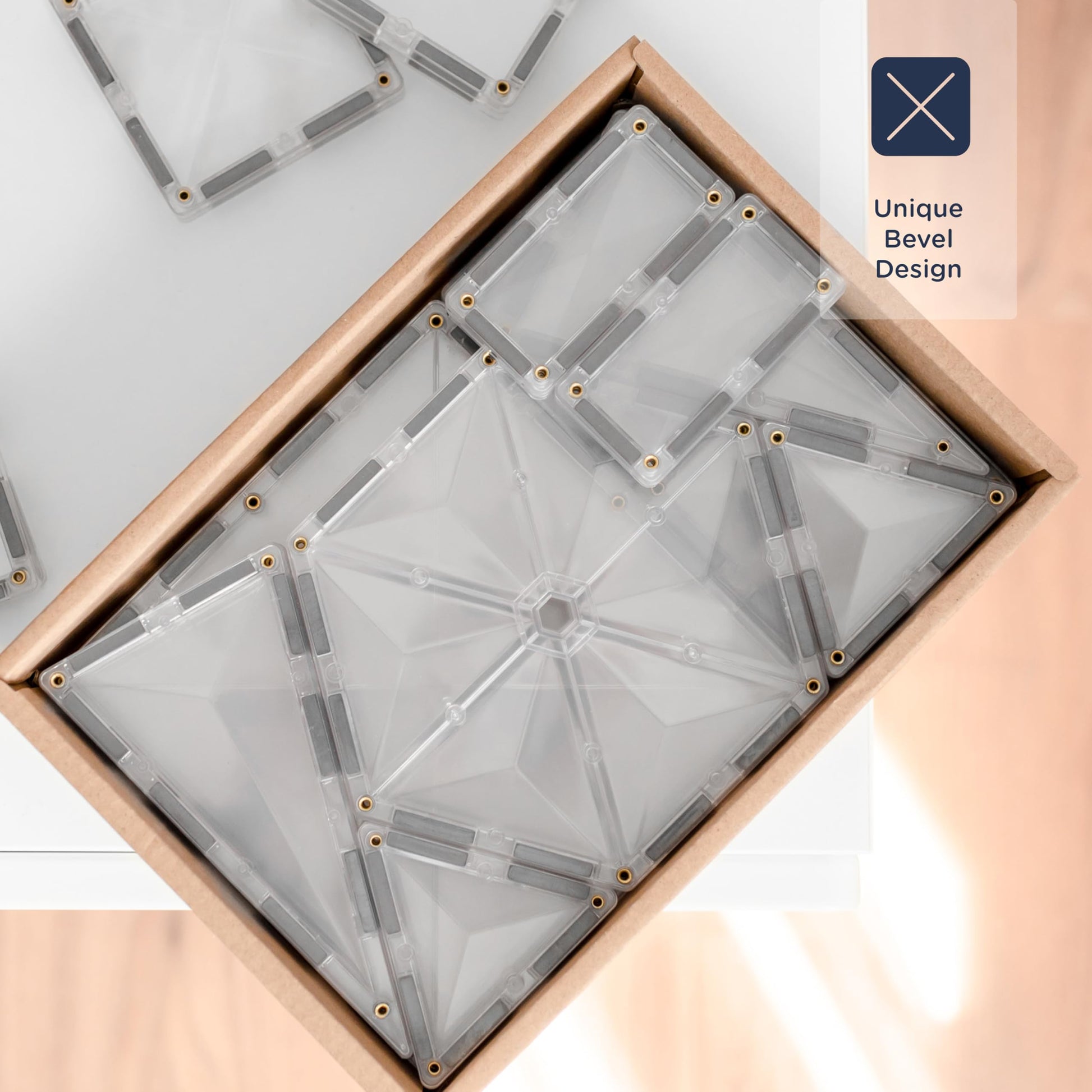 CONNETIX Magnetic Tiles Clear Starter Pack, 34 Pieces
