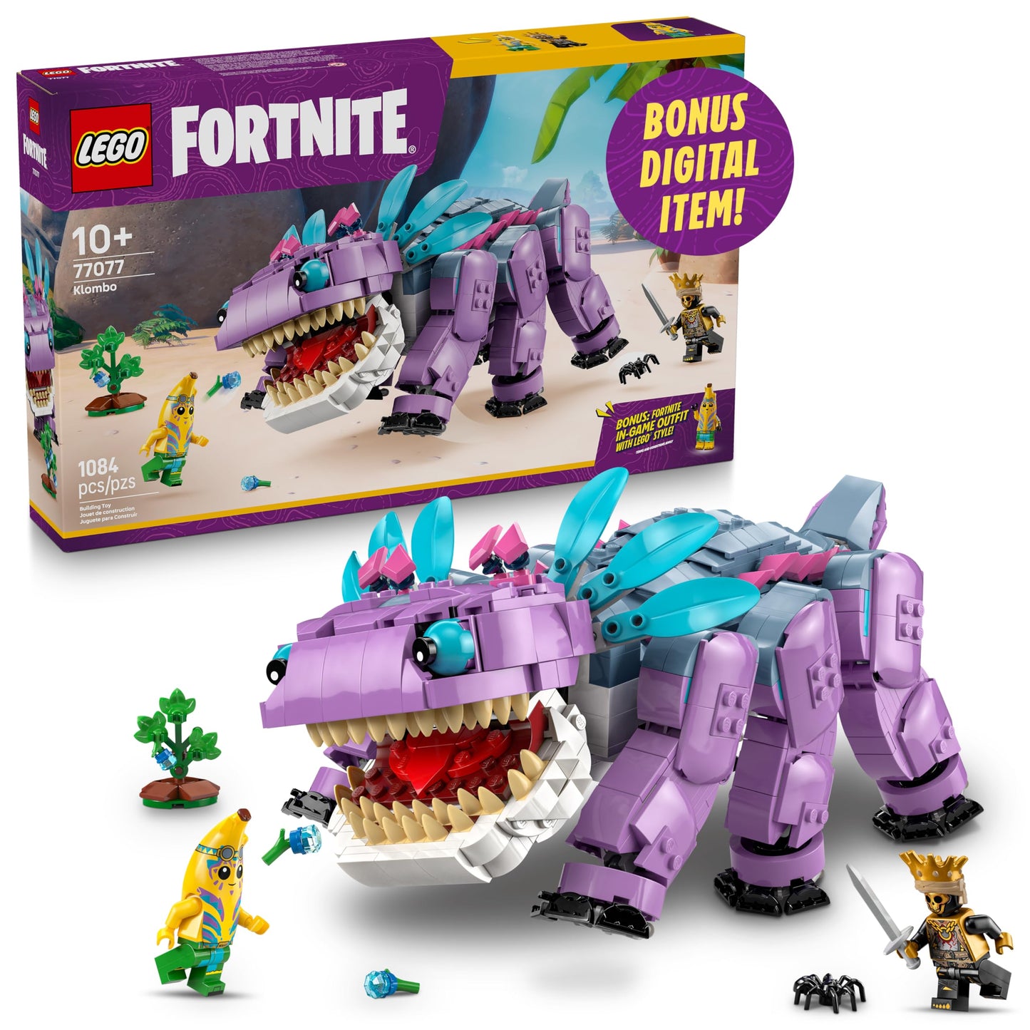 LEGO Fortnite Klombo Kids Toy - Fortnite Action Figure with Peely and Oro Minifigures - Pretend Play and Building Toy for Girls and Boys 10+ - Gift