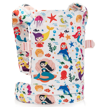 HappyVk - Baby Doll Carrier Kids Toy Carrier for Dolls Front and Back with Adjustable Straps Doll Accessories - Cute Mermaid Design