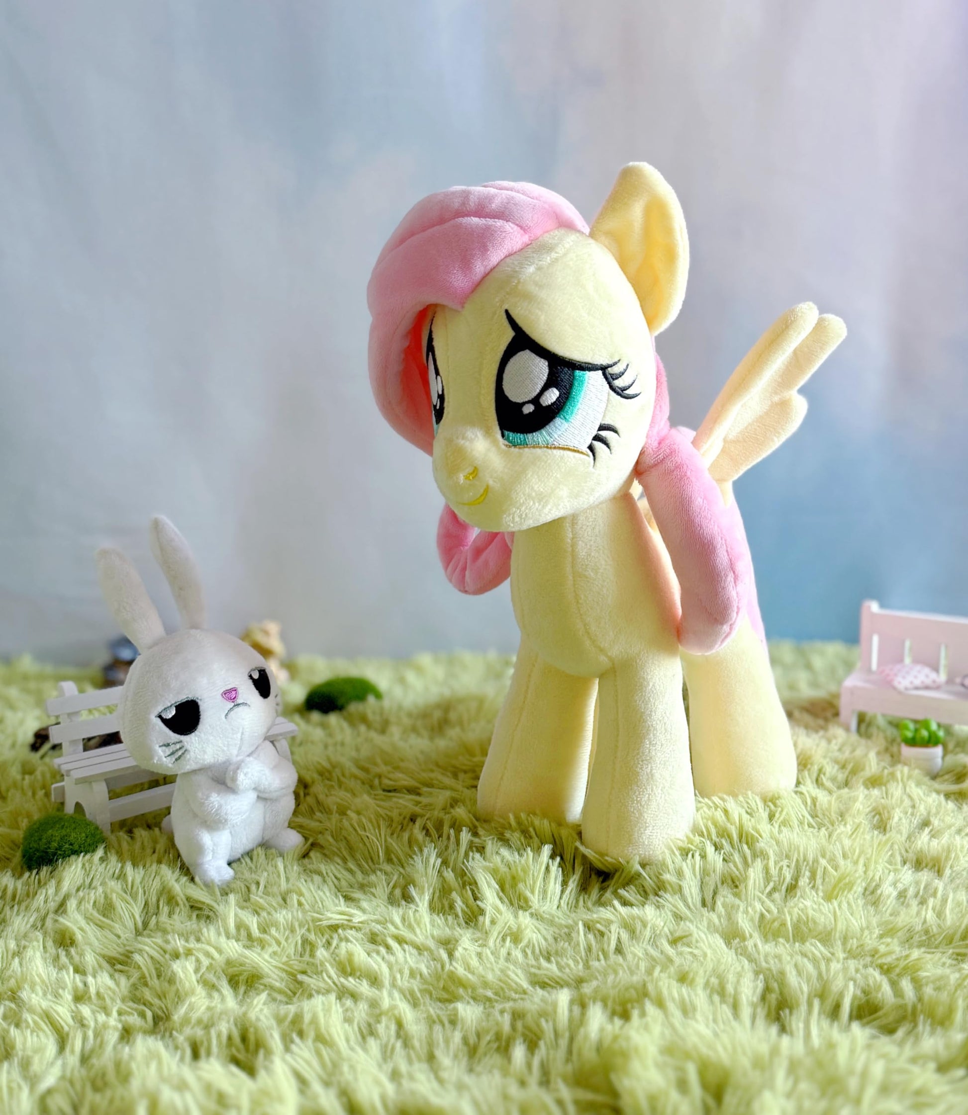 My Little Pony - Fluttershy with Angel Bunny Deluxe Plush Toy - Officially Licensed Product, Soft and Cuddly Collectible for Fans and Collectors