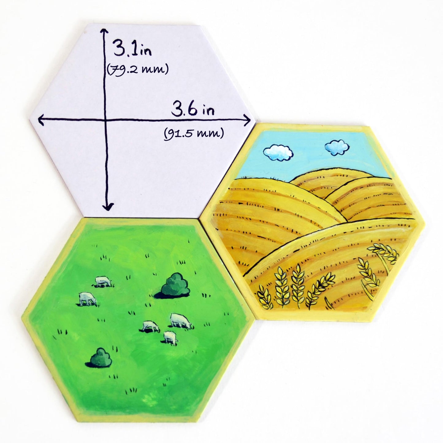 Apostrophe Games Hexagon Board Game Tiles - 20Pcs Large Game Board Pieces - Blank Game Board Chits, Same Size as Settlers of Catan - Create Your Own
