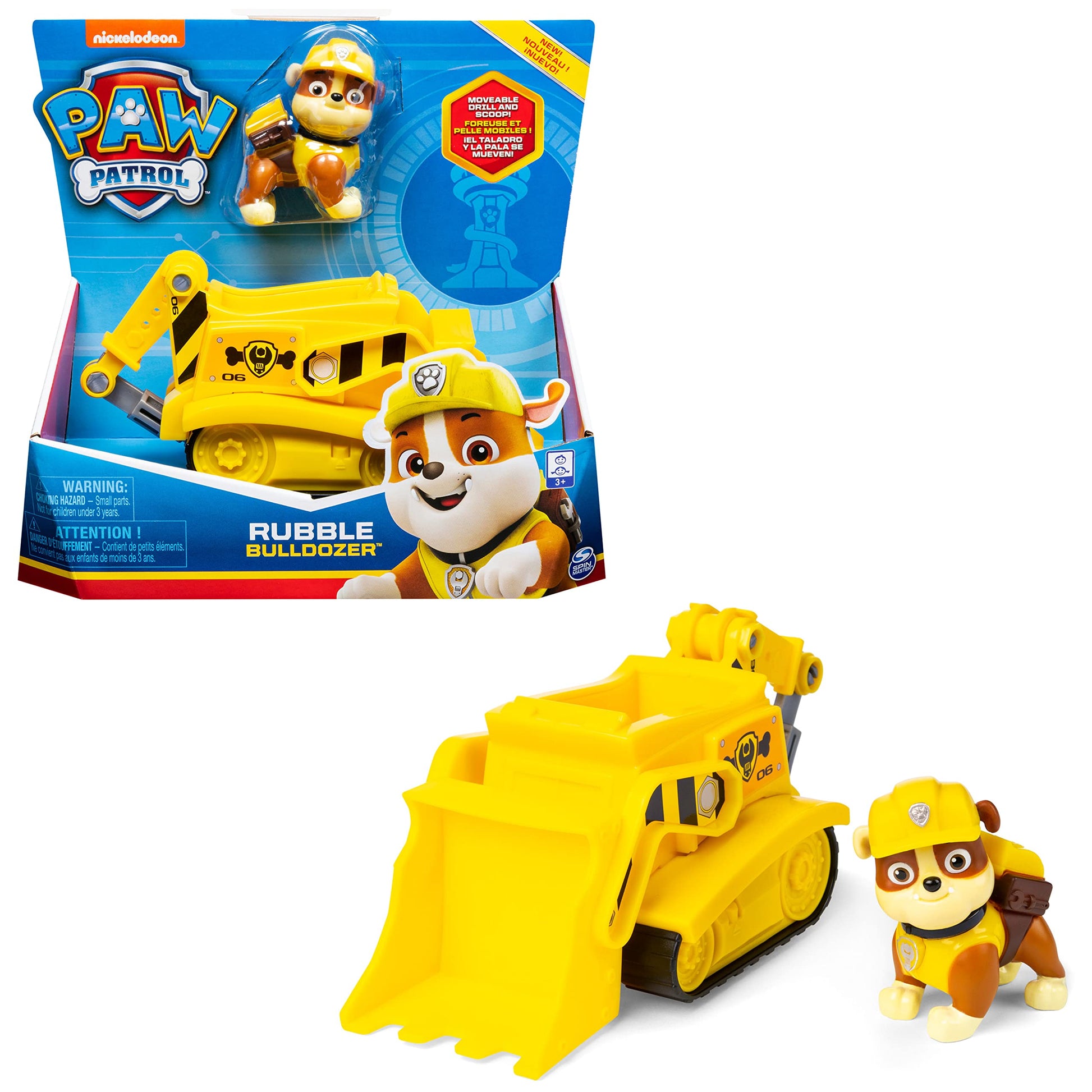 PAW Patrol, Rubble’s Bulldozer Vehicle with Collectible Figure, for Kids Aged 3 Years and Over