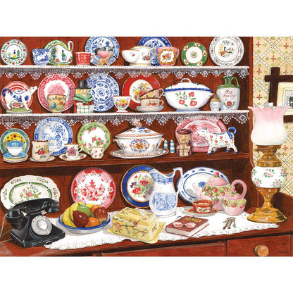 Bits and Pieces - 500 Piece Jigsaw Puzzle for Adults 18" X 24" - Grandma's China - 500 pc The Good China Serving Set, China Plate Jigsaw by Artist