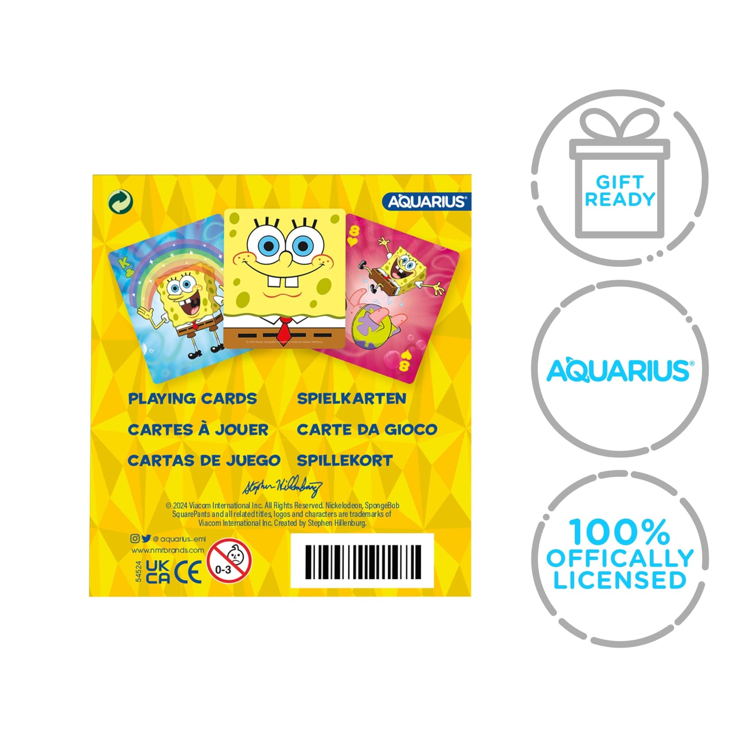 Aquarius Spongebob Squarepants Playing Cards, Shaped Character Deck with 54 Unique Designs Collectible Gift for Teens and Adults