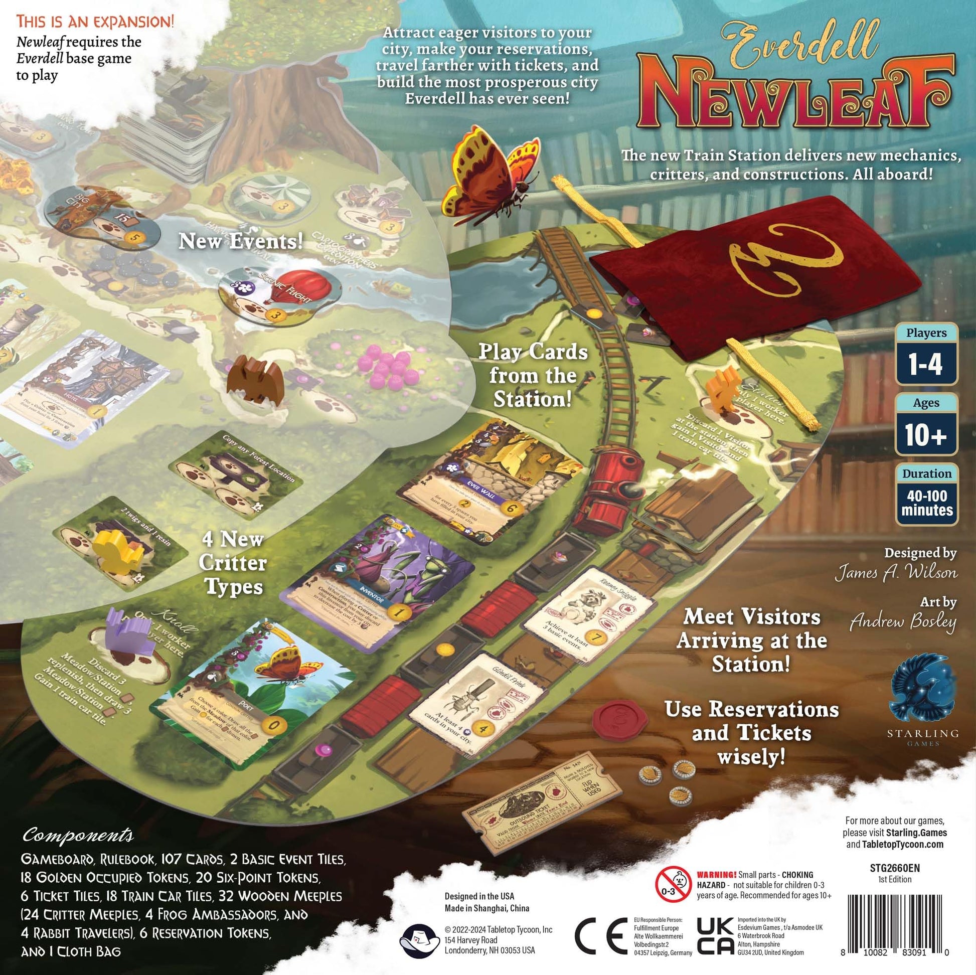 Everdell: Newleaf Expansion - Board Game Add-On for Everdell Base Game, Includes New Train Station, Visitors, Critters & Constructions, Ages 10+, 1-4