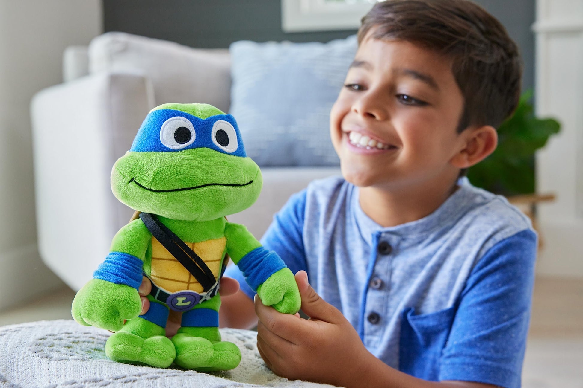Mattel Teenage Mutant Ninja Turtles: Mutant Mayhem Leonardo Plush Toy, 8 Inch Blue Masked Soft Doll of TMNT Movie Character Leader Leo