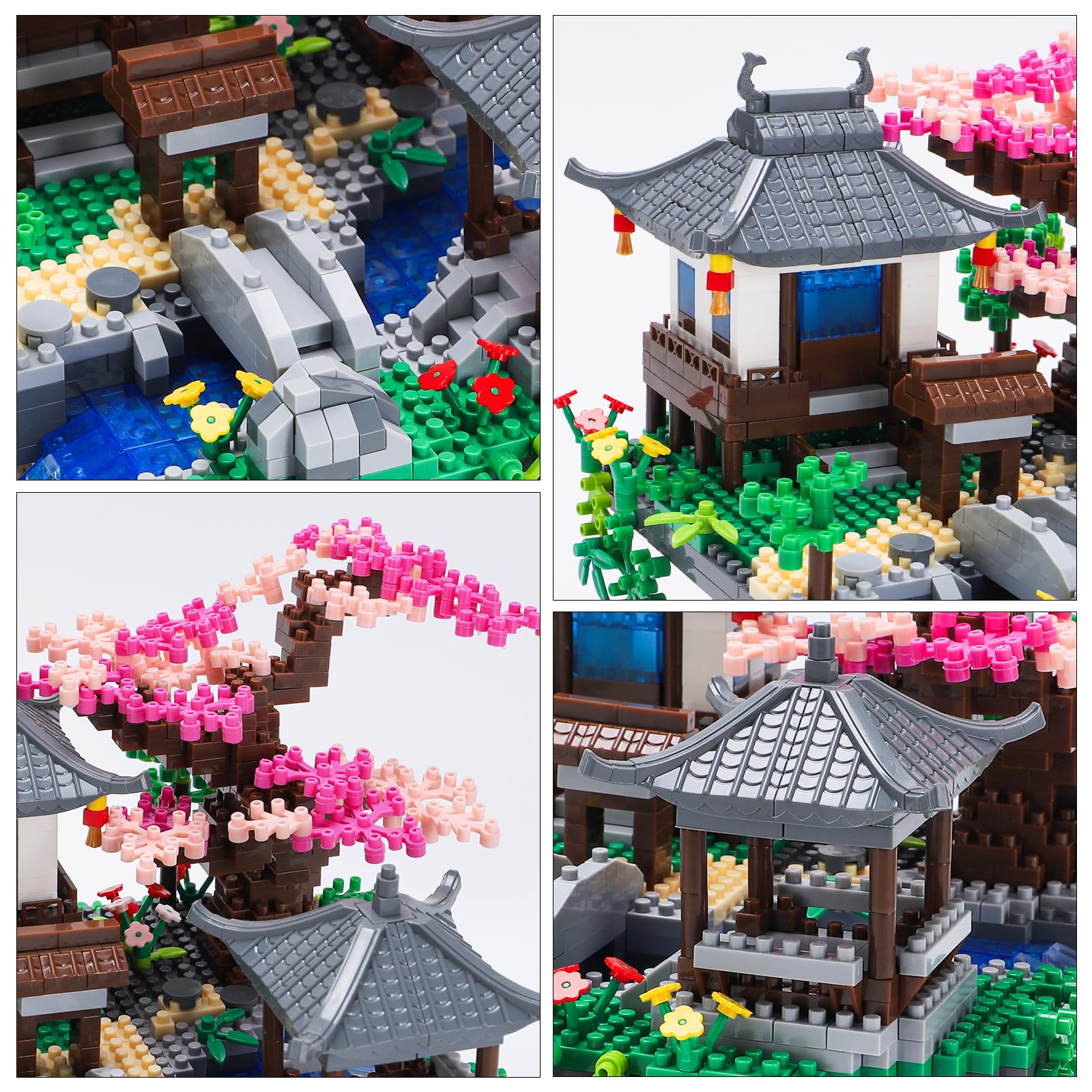 CAXIMSY Cherry Blossom Bonsai Tree House Building Block Sets 3320PCS Chinese Architecture of Peach Blossom Micro Mini Building Set Toy Gift for Kids