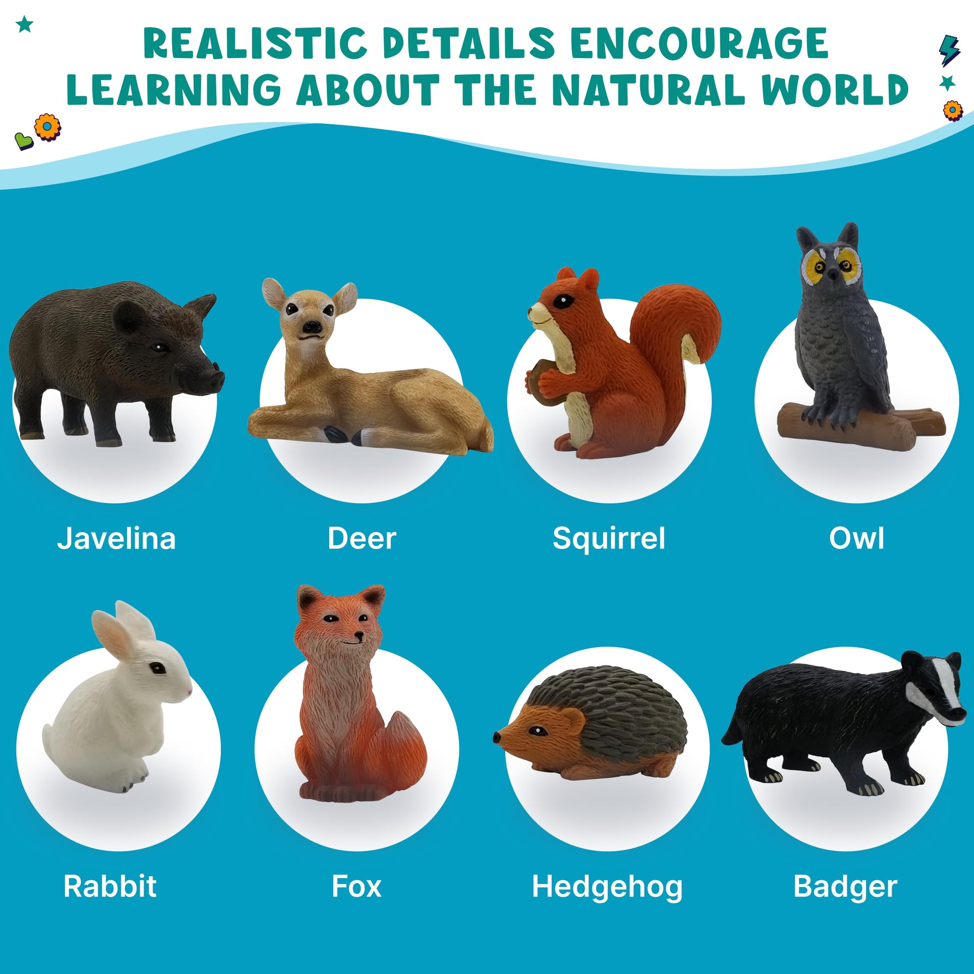 Get Ready Kids Forest Animal Playset - 8 Large Woodland Animal Figures