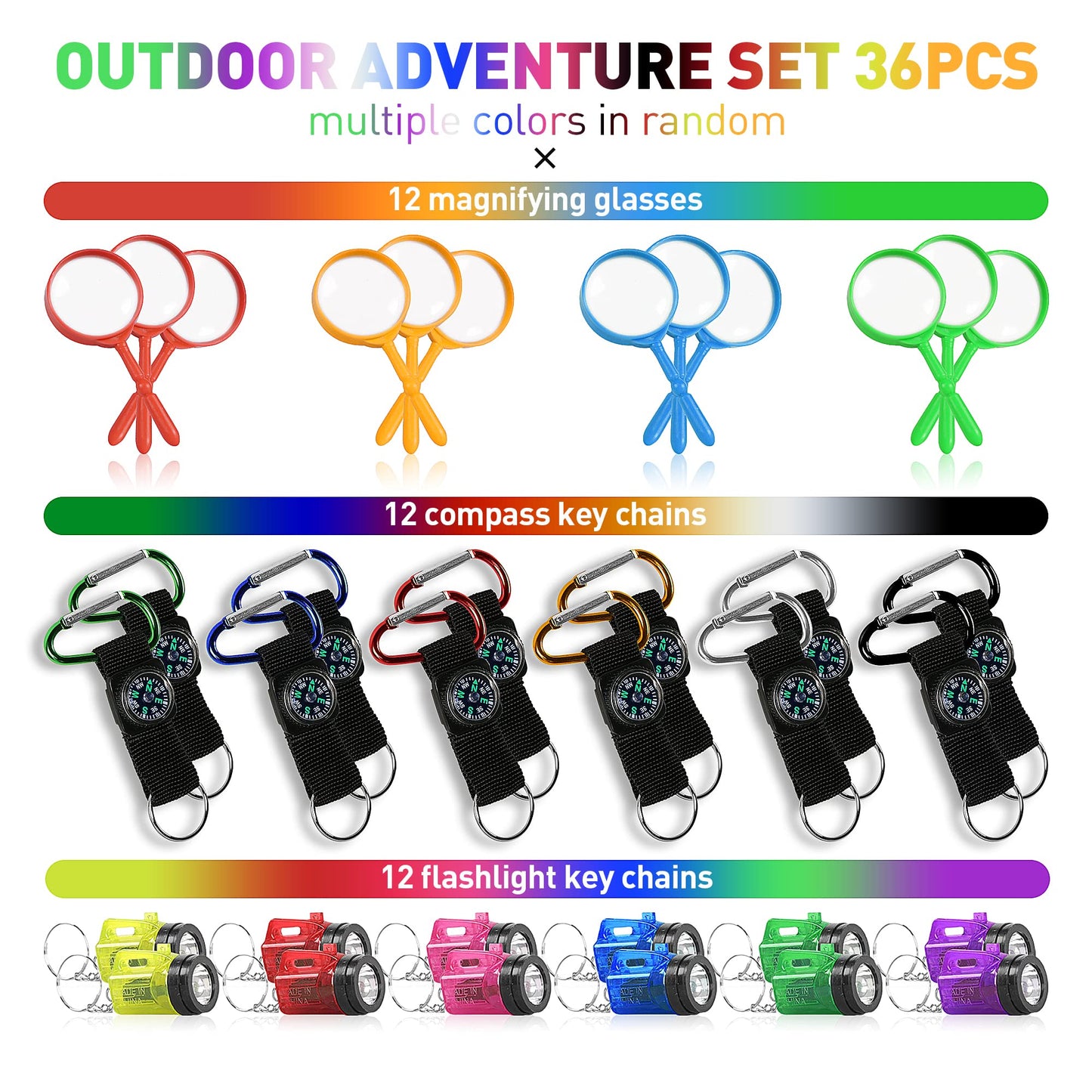 PROLOSO Nature Exploration Kit Outdoor Games Party Favors Toys for Kids Perfect for Adventure Theme Parties, Explorer, Camping, Hikes, Scouts 36 Pack
