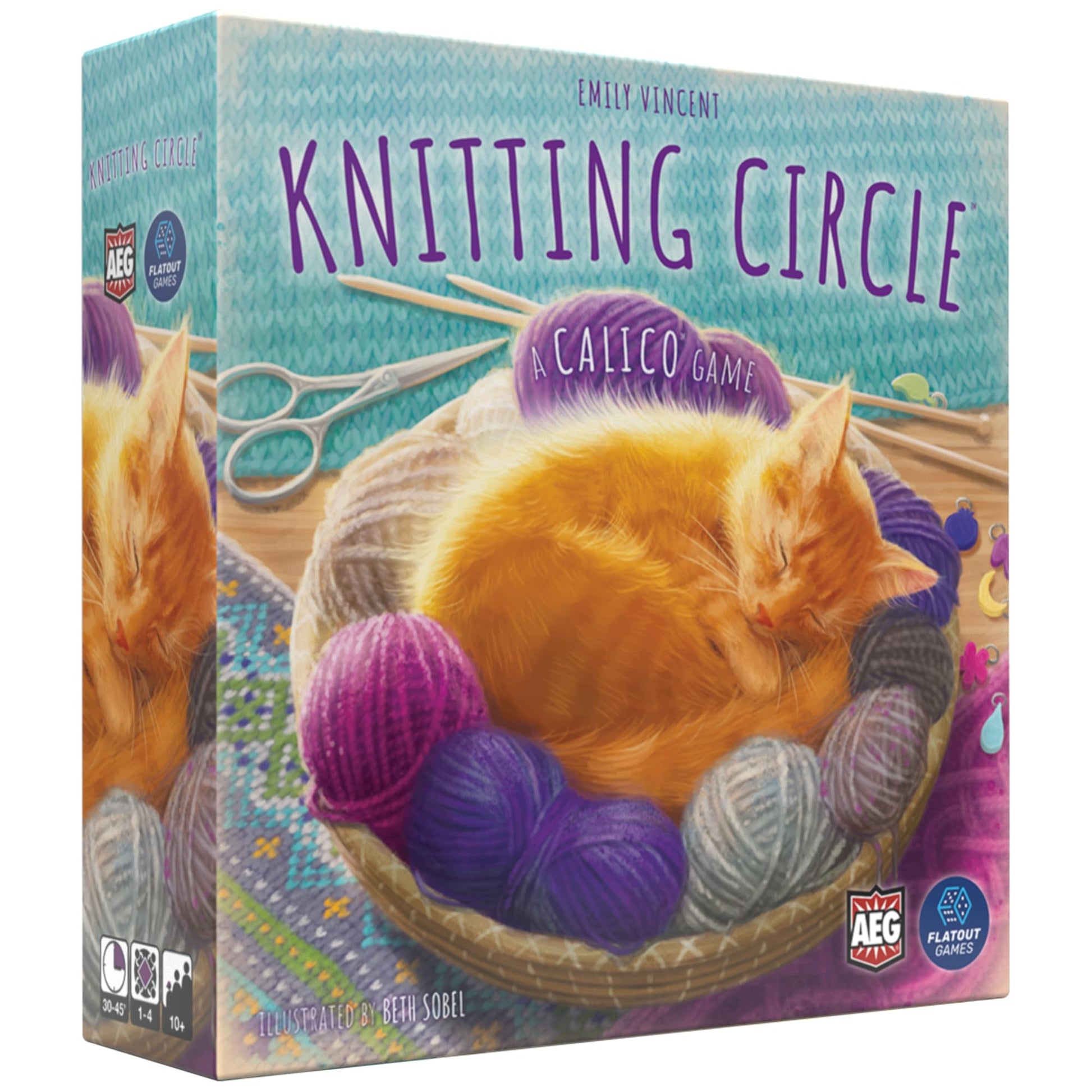 AEG & FlatOut Games | Knitting Circle - Follow-Up to the Award-Winning Puzzly Game Calico | Cats, Yarn, and Cozy Knits | Ages 10+ | 1-4 Players