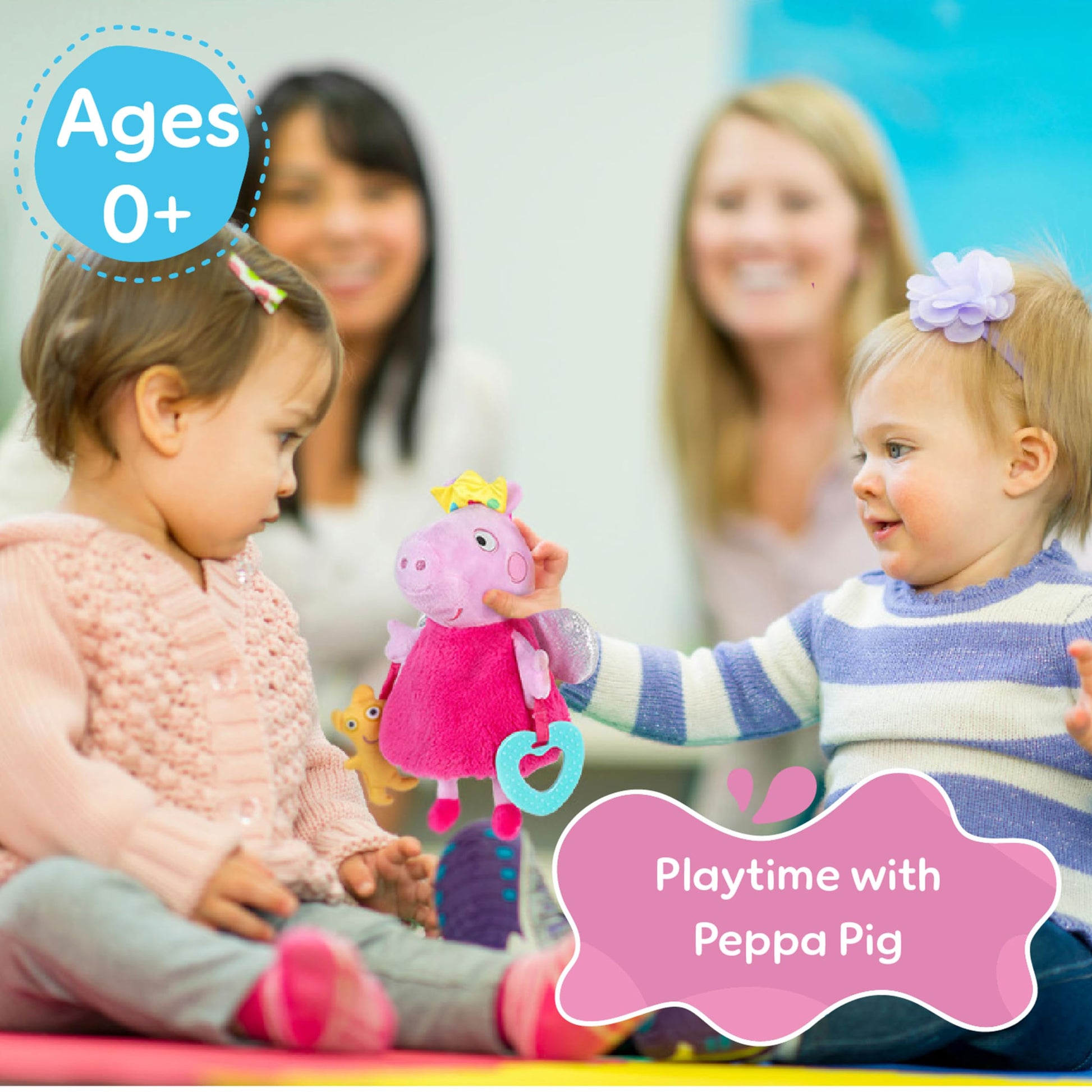 Kids Preferred Peppa Pig Activity Toy - 8.5 Inches, Fairy Wings, Heart Teether, On-The-Go Clip, Sensory Toy, Rattle, Crinkle, Ages 0 Months Up