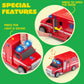 JOYIN 4 Pcs 7" Long Vehicle Toy Set, Toddlers Cars with Lights and Siren Sound, Including Play Police Car, School Bus, Garbage Truck, Ambulance