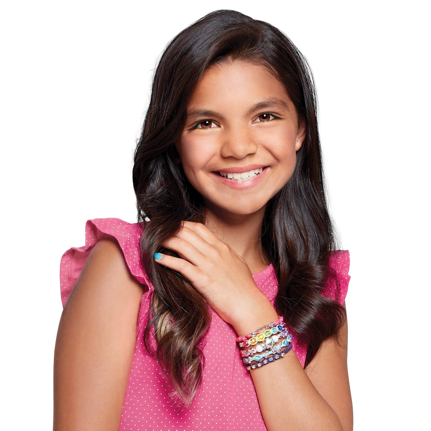 Make It Real: Rainbow Bling Bracelets Kit - Create 5 Unique Cord Charm Bracelets, 82 Pieces, Includes Play Tray, All-in-One, DIY Kit, Tweens & Girls