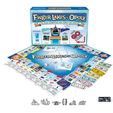 Late For The Sky Finger Lakes-Opoly Board Game - Family Strategy Board Game, New York Lakes Theme, 2-6 Players, Ages 8+, Traditional or 1-Hour Play