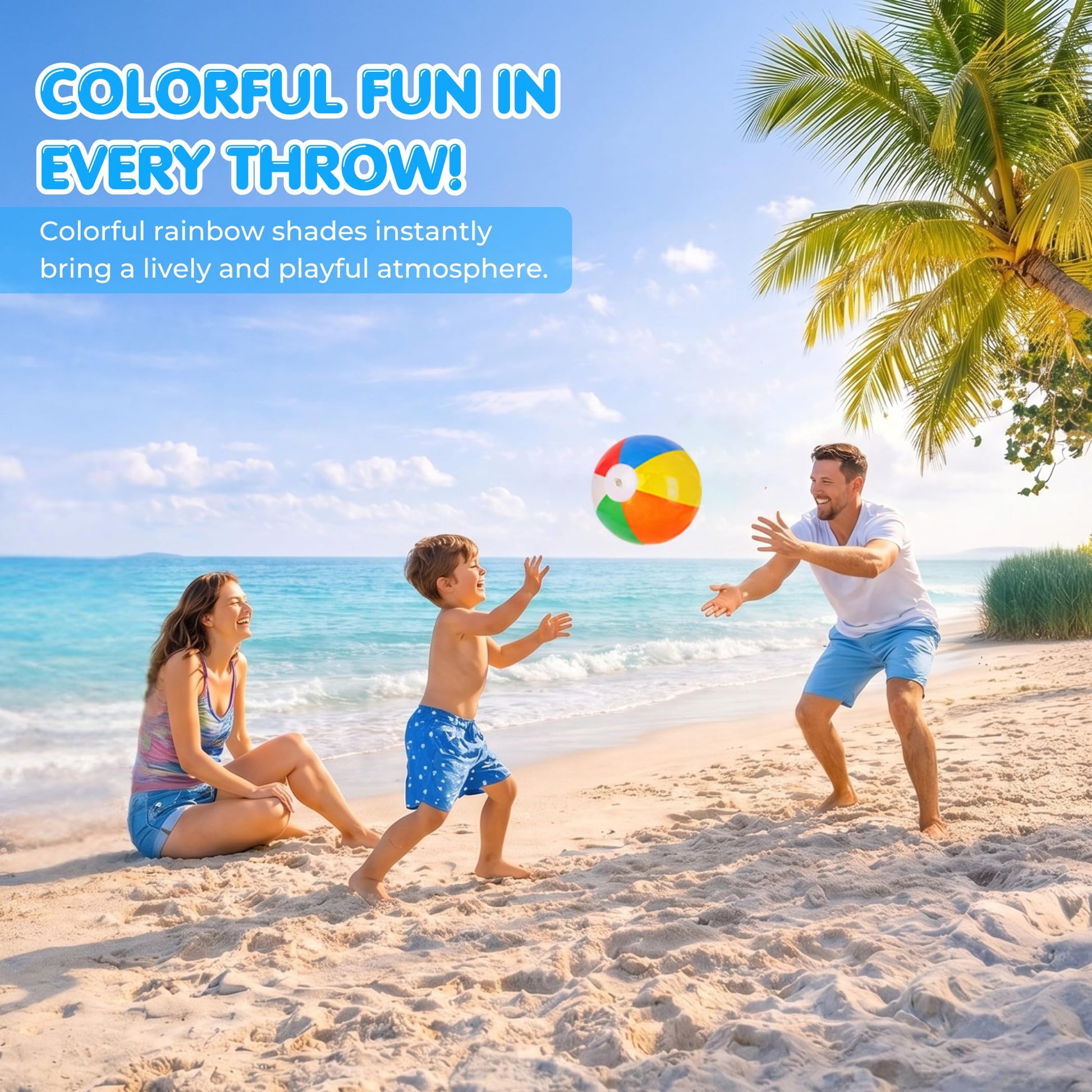Kangaroo 12 Pcs 12” Inflatable Beach Balls for Kids & Adults for Parties