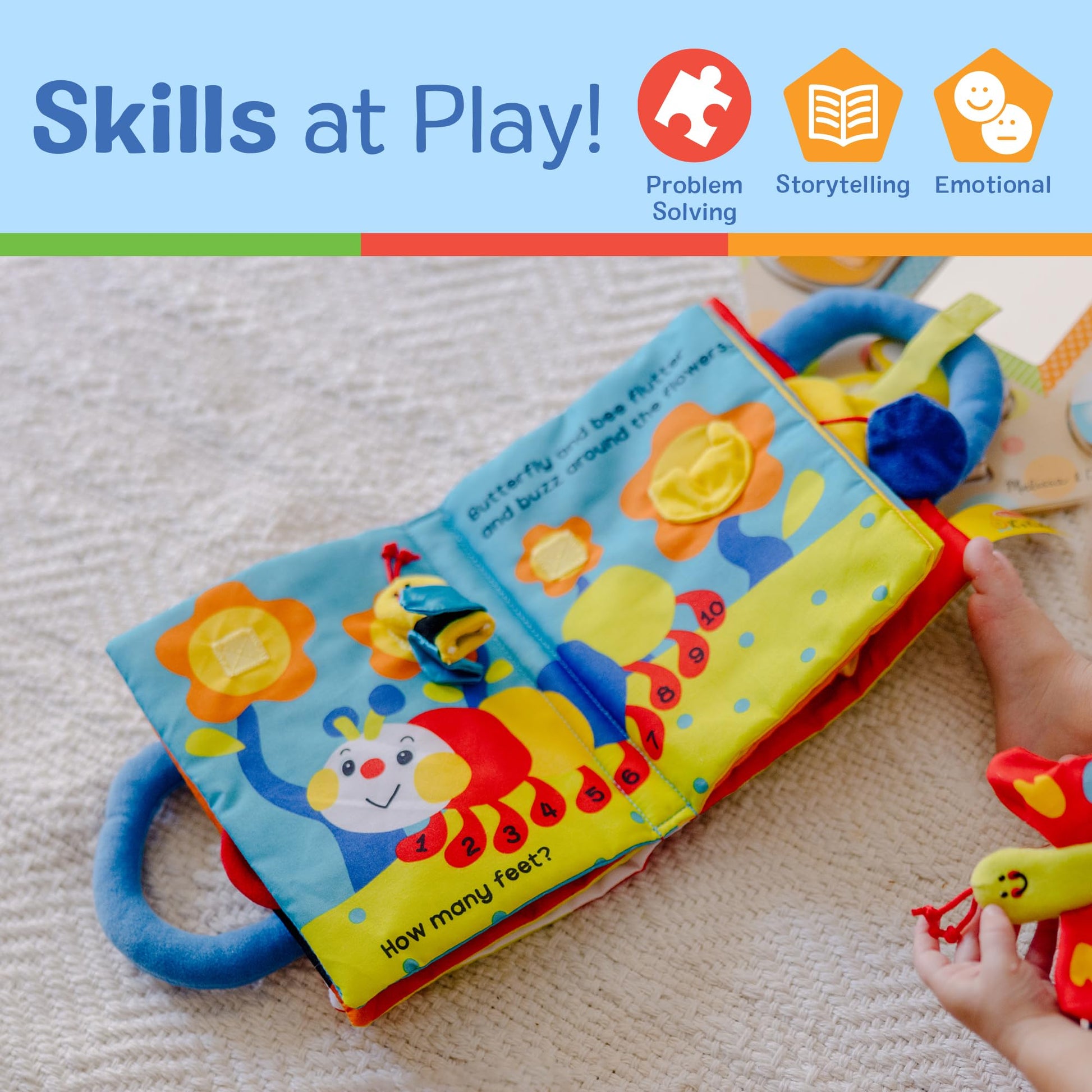 Melissa & Doug K’s Kids My First Activity Book 8-Page Soft Book for Babies and Toddlers Early Learning Developmental Plush Soft Activity for Babies