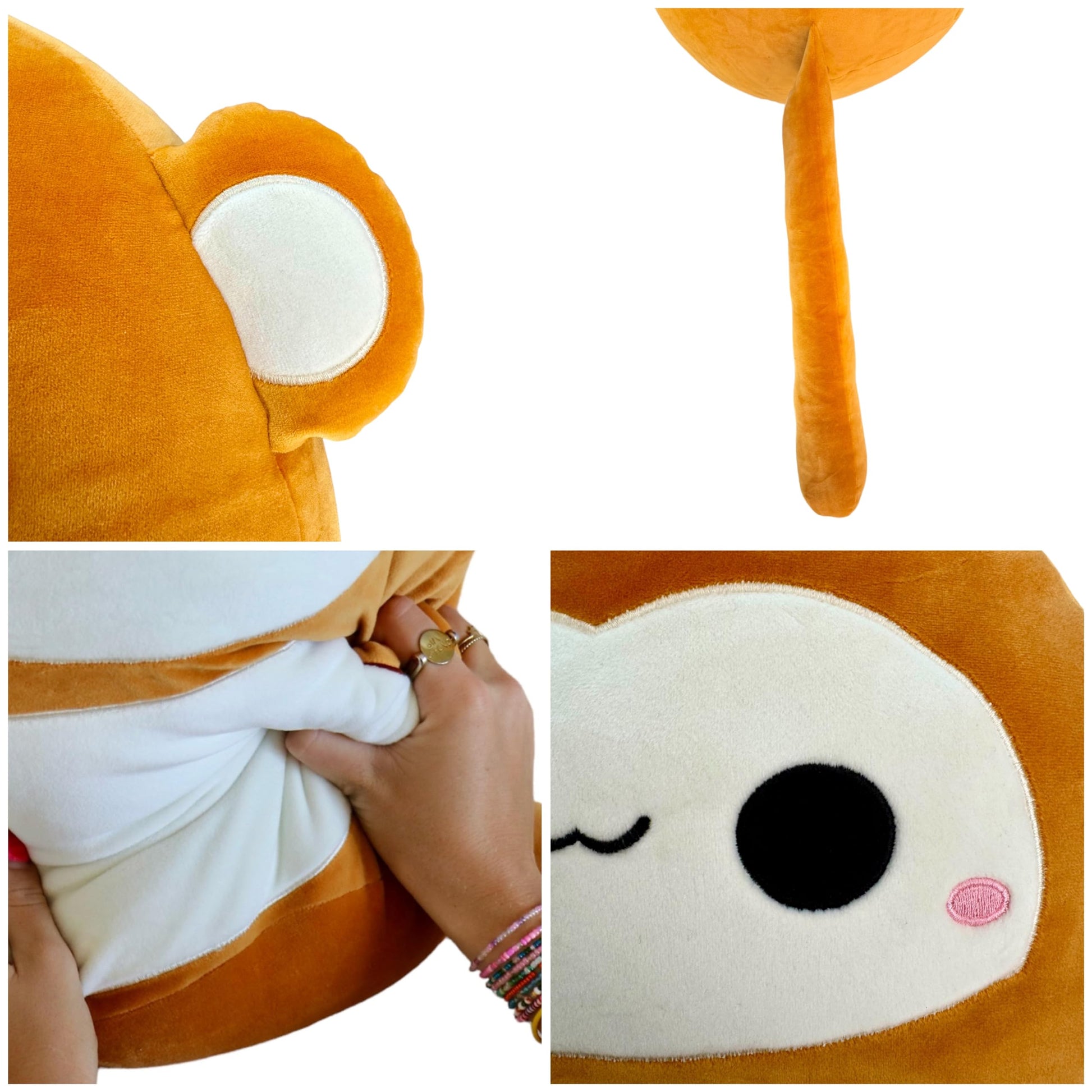 Snuggaboos Jumbo 17 Inch Mia The Monkey Plush Squish Pillow Original: Super Soft Cute Stuffed Animal Toy with Extra Long Tail - Perfect Plushie Gift