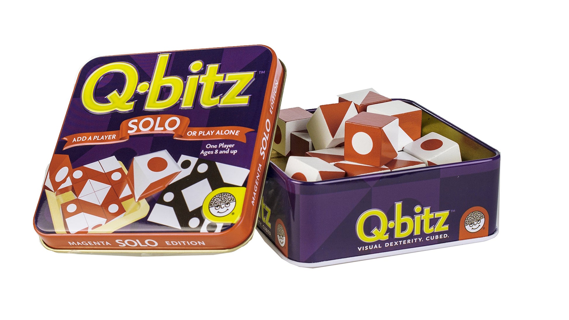 MindWare Q-bitz Solo Visual Puzzle Game, Fast Pattern Matching Logic Game with Cubes and Challenge Cards, Brain Building Activity for Kids Ages 8+