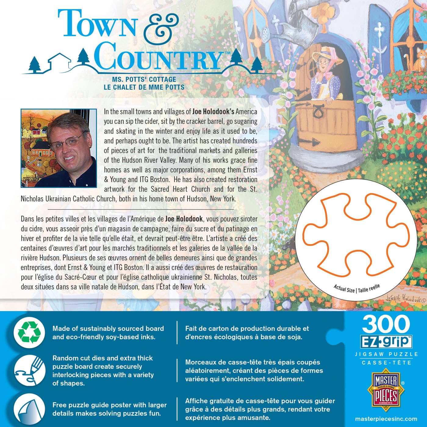 MasterPieces Town & Country - Ms. Potts Cottage 300pc Ezgrip Puzzle - Jigsaw Puzzle with Vibrant Artwork and Durable Pieces - Fun Family Activity