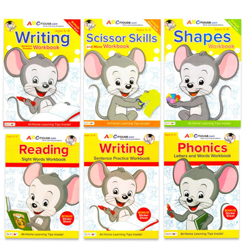 Bulk ABC Mouse Workbook Set - 6 Activity Book Bundle Letters Phonics, Sight Words, Shapes, Ages 3 4 5 6 Pre-K Kindergarten Educational Learning