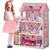 ROBOTIME Wooden Dollhouse, Doll Houses Playset with 24 Pcs Furniture for 4, 5, 6-Inch Dolls, Dollhouse Gift for 3+ Year Old Girls (Pink)