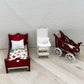Miniature Furniture Set, Red and White Wooden Room Accessories,1/12 Scale, 5 Piece Desk,Table,Shelf Decor