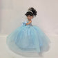 KINNEX COLLECTIONS SINCE 1997 17" Quinceañera Centerpiece Doll - Tulle Gown, Mis Quince Años Table Decoration & Keepsake ARC8421-4 (Baby Blue)