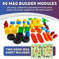 POPULAR PLAYTHINGS Mag Builder Building Set, Magnetic Vehicle Toy for Kids Imagination and Creative Play, Crazy Shapes Gift for Children - 40 Pieces