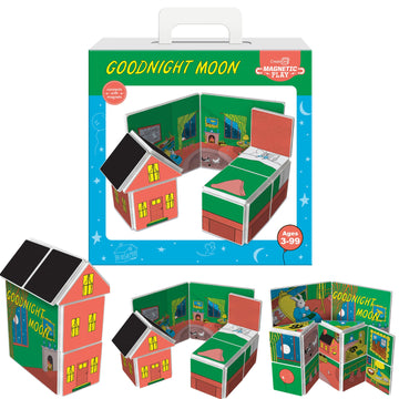 CreateOn Goodnight Moon Magentic Tile Set - STEM & Montessori Building & Educational Toys for Kids, Travel Toys for Boys and Girls Ages 3+, 19 Pieces