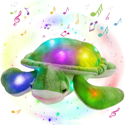 Glow Guards 14'' Light up Musical Sea Turtle Stuffed Animal Ocean Life Soft Plush Toy Pillow with Lullabies LED Night Lights Singing Children's Day