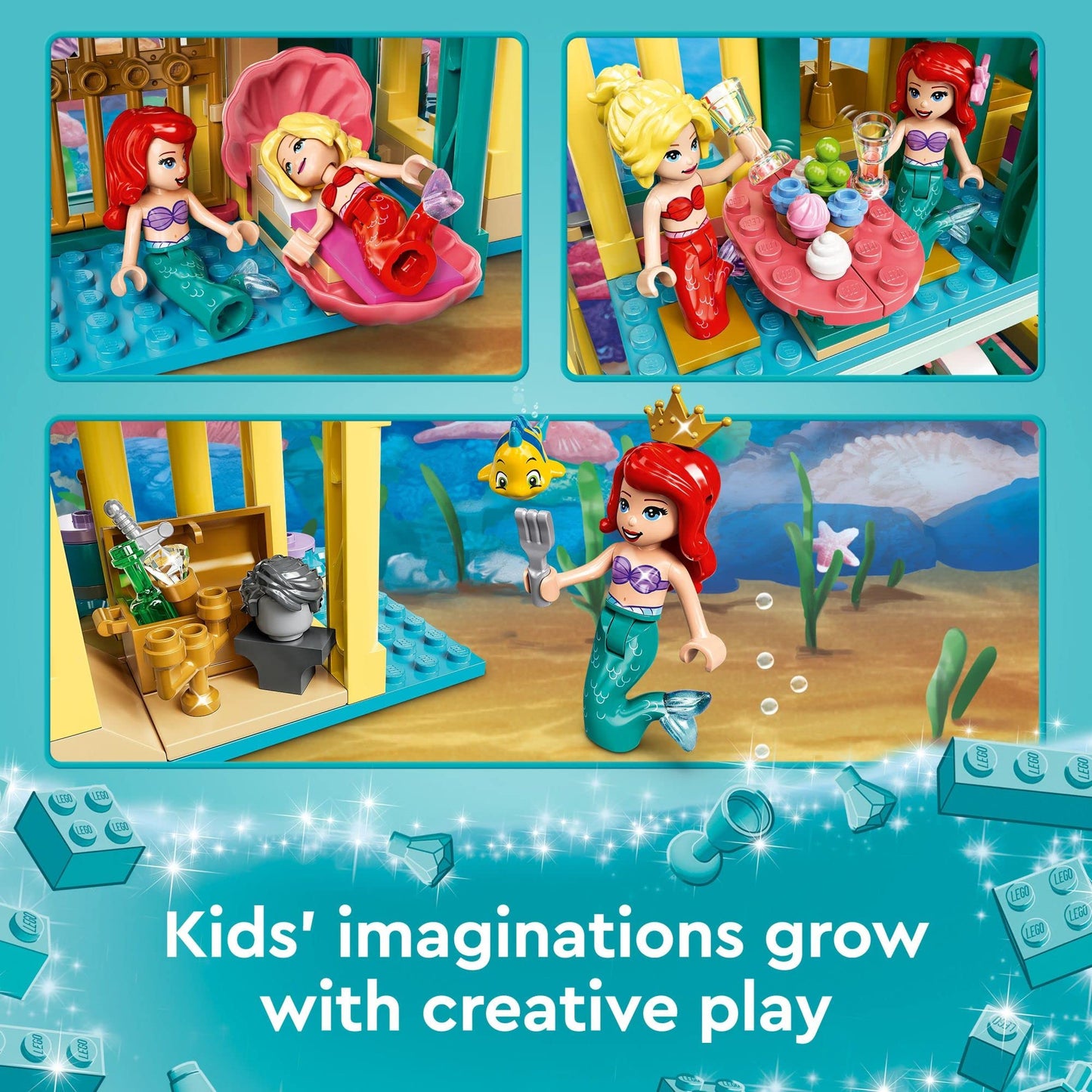 LEGO Disney Princess Ariel’s Underwater Palace 43207, Buildable Castle Toy, Present Idea for Kids, Girls and Boys Aged 6+ with The Little Mermaid