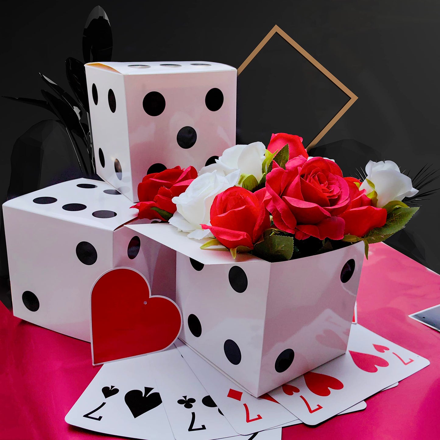 Eylola 12 Pcs White Dice Favor Boxes 6 x 6 x 6 Inch dice Boxes Bulk for centerpieces Casino Party Decorations Game Night Decorations Casino Themed