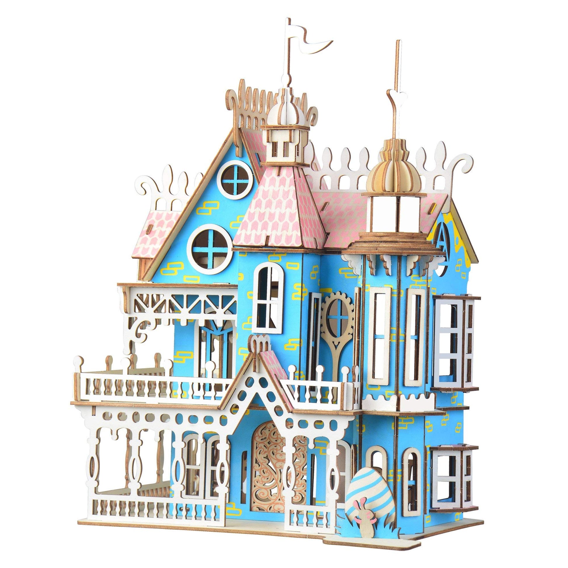 Decorated House Model Kit - Wooden Laser-Cut 3D Puzzle 174 Pieces