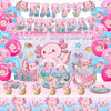 Axolotl Birthday Decorations?Axolotl Party Decorations?Axolotl Party Supplies Include Balloons,Backdrop,Banner, Cake Toppers?Tableware, Tablecloth