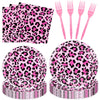 Cheetah Party Decorations Tableware Set, Serves 24 Guests - Cheetah Print Birthday Decorations includes Plates, Napkin, Forks, Leopard Print Party