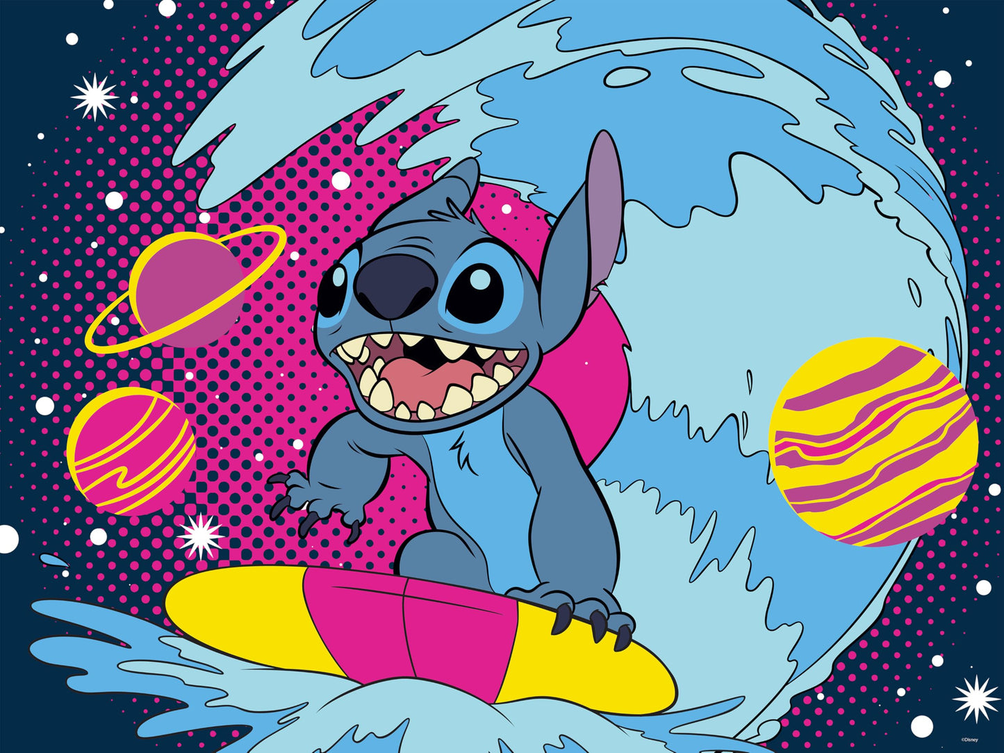 Prime 3D Stitch Surfing Puzzle - 200 Piece 3D Lenticular Jigsaw for Kids & Families, 24"x18" Fun Motion Activity, Official Disney Gift