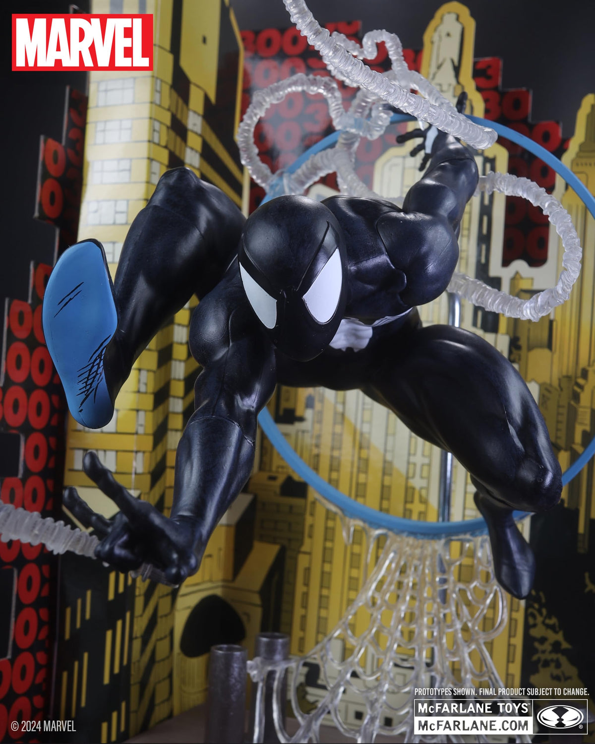 McFarlane Toys Marvel Spider-Man (Symbiote Suit) 1:6th Scale Collectible with Scene & Comic (Based on The Amazing Spider-Man #300)