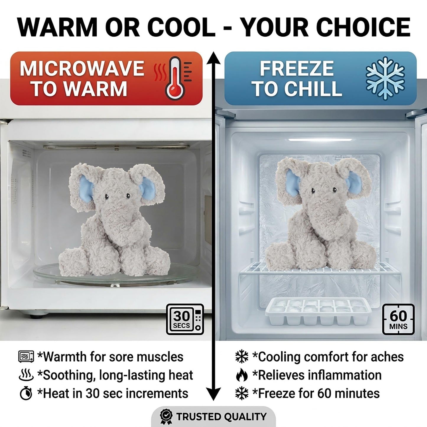 Sweet Elephant - Microwavable & Weighted Plush Stuffed Animal - Heated Plushie for Warmth - Cute, Soft, Cozy Toy for Adults & Children (Boys, Girls