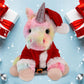 DolliBu Santa Rainbow Unicorn Stuffed Animal Plush Toy - Super Soft Dress Up with Red Santa Claus Outfit, Cute Unicorn Gift Perfect Holiday with Name