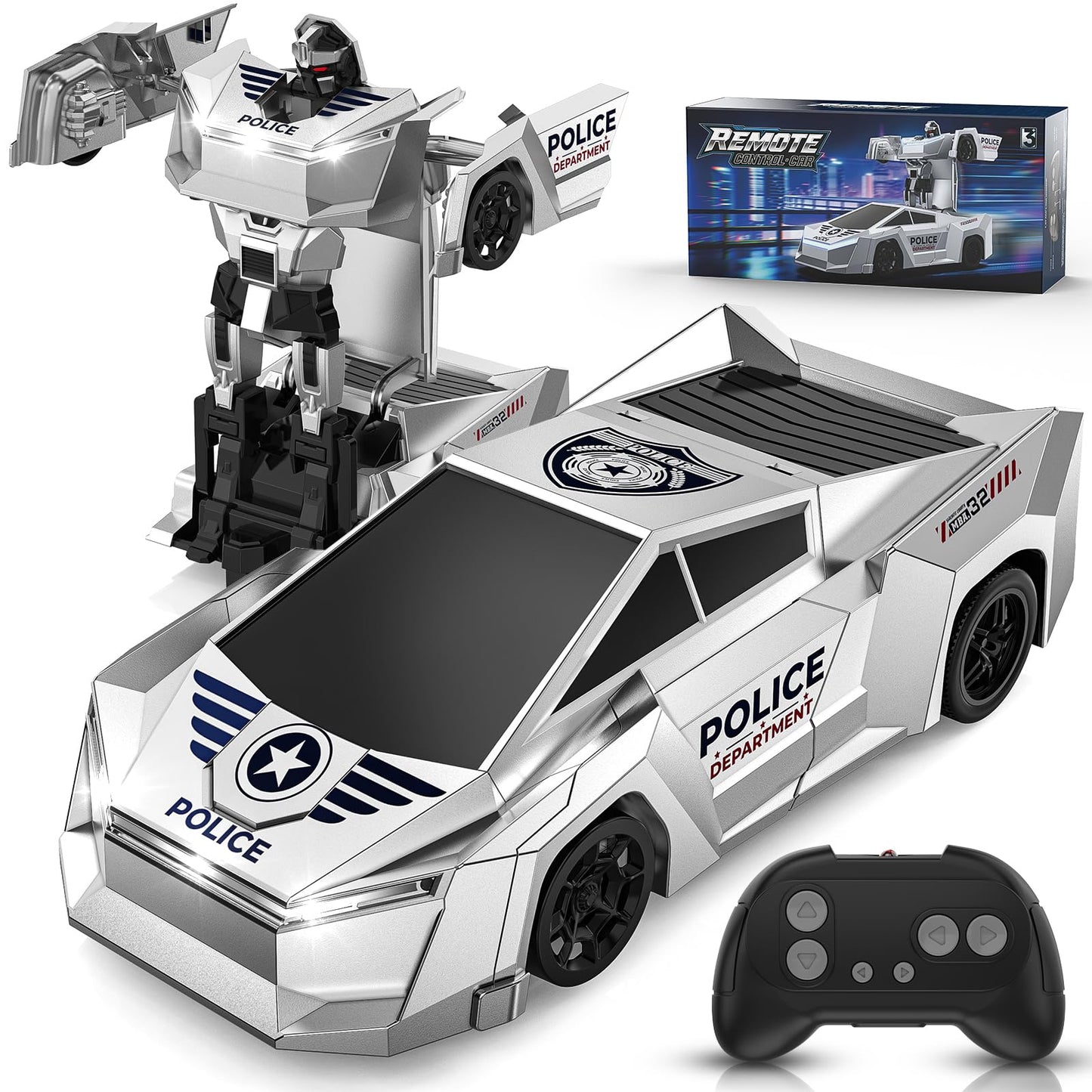 Ovaasy Transform RC Cars Robot, 2.4Ghz 1:18 Scale Remote Control Car Toys for Boys 4-7 8-12, One Button Deformation 360° Rotation Christmas Birthday